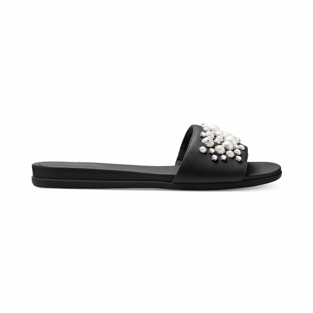 New! MICHAEL KORS Pearl-Studded Flat Slide Sandals - Picture 3 of 3